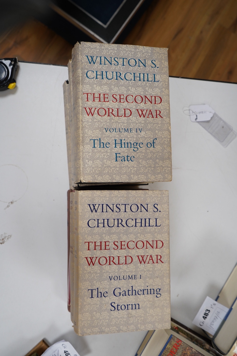 Churchill, Winston S. - The Second World War. 1st editions, 6 vols. num. maps (some folded); publisher's gilt lettered cloth and d/wrappers. 1948-54; sold with 2 other books (8)